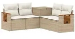 vidaXL Sofa Set 5 stk. Beige und Cremewei&szlig; Polyrattan und Stahl
