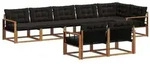 vidaXL Outdoor-Sofagarnitur mit Kissen 8 pcs Nat&uuml;rlich und Schwarz