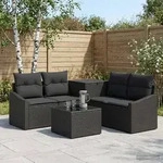 vidaXL Sofa Set 6 stk. Schwarz Polyrattan und Stahl