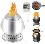 Goture Rauchfreie Feuerschale Kugel Edelstahl 18B x 24H cm mit Grillrost