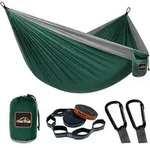 H&auml;ngematte Camping Fallschirm Nylon Dunkelgr&uuml;n hellgrau 300 x 200 cm