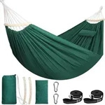 H&auml;ngematte Baumwolle Camping Tragkraft300kg Dunkelgr&uuml;n 300x150cm