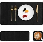 Tischset Abwaschbar Leder Rutschfest Untersetzer 6er Schwarz 6er Set