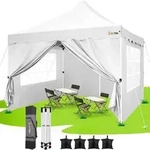 HOTEEL Pavillon 3x3 Faltpavillon 3x3 Wasserdicht Stabil mit 4 Seitenteilen und 4