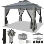 COBIZI 3,65x3,65m pavillon wasserdicht stabil mit Moskitonetz und Sands&auml;cken,