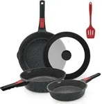 Pfannenset 5teilig 20 24 28cm Antihaft Abnehmgriff Schwarz 20+24+28cm