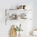 vidaXL Wandregale 2 Stk. 75x30x3 cm Silbern Edelstahl