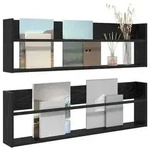 vidaXL Magazinregal 2 pcs Schwarz Eichen-Optik 100 x 12 x 30 cm