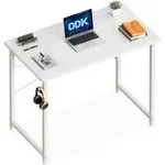 Schreibtisch kleiner Computertisch Kopfh&ouml;rerhalter Holz Wei&szlig; 80&times;40cm
