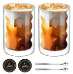 Kaffeegl&auml;ser 2er Set 350ml doppelwandig Borosilikatglas inkl. L&ouml;ffel &...