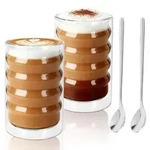 KXVXXV Latte Macchiato Gl&auml;ser Doppelwandig 4er Set 400ml Borosilikatglas