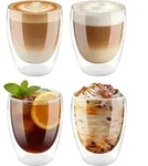 Doppelwandige Kaffeegl&auml;ser 4er Set 250ml Borosilikatglas Thermo-Effekt