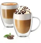 Vicloon Doppelwandige Kaffeegl&auml;ser 400ml, 2 St&uuml;ck, mit Griff