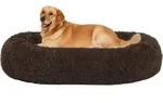 Hundebett rund Donut Hundekissen L 100 x B 100 x H 20 cm Braun