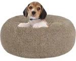 Hundebett orthop&auml;disches rund Donut L 60 x B 60 x H 18 cm Kamelbraun