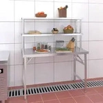 vidaXL K&uuml;chen-Arbeitstisch mit Aufsatzboard 120x60x145 cm Edelstahl