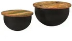 vidaXL 2-tlg. Couchtisch-Set Schwarz Altholz Massiv