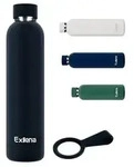Exllena Trinkflasche Edelstahl 750ml Schwarz Thermosflasche 24h K&uuml;hl/12h Warm