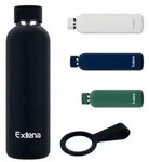 Exllena Edelstahl Trinkflasche 500ml 24h Kalt/12h Warm Schwarz