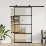vidaXL Schiebet&uuml;r mit Beschlag Schwarz 102,5x205 cm ESG-Glas