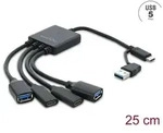Delock 4 Port USB 5 Gbps Kabel-Hub mit USB Type-C&trade; oder USB Typ-A Stecker zu...