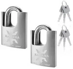 Vorh&auml;ngeschloss Edelstahl 60mm gleichschlie&szlig;end 2er-Pack mit 6 Schl&uuml;sseln