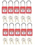 Lockout-Schloss 38mm 10er Set Rot mit 2 Schl&uuml;sseln pro Schloss