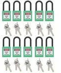 Lockout Tagout Vorh&auml;ngeschloss 10er Set Gr&uuml;n 2 Schl&uuml;ssel pro Schloss