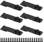 6x Vorh&auml;ngeschloss Haspe Edelstahl Schwarz 159x39mm
