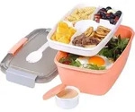 Salatbeh&auml;lter Lunchbox Bento 5 F&auml;cher Auslaufsicher PP 2000ML Pink