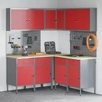 vidaXL 12-tlg. Werkstattschrank-Set mit Stecktafel Rot MDF Metall