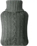 W&auml;rmflasche 2L Strickbezug Bettflasche Gestrickter Stil Dunkelgrau