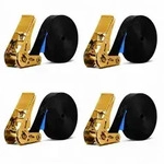 4x Spanngurte 15m 25mm 800kg Ratschenschloss Polyester Schwarz Gold