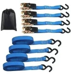 4x Spanngurte 5m mit Haken, verzinkte Ratsche, 800 kg, blau
