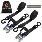 ANTELOPE Spanngurte mit Ratsche 2 St&uuml;ck 35mm x 6m S-Haken Schwarz