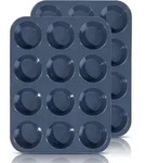 Muffinform Silikon f&uuml;r 12 Muffins Antihaft Backform flexibel und