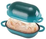 Gusseisen Brotbackform mit Deckel 2,75L Farbverlauf Blau-gr&uuml;n