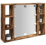 vidaXL Spiegelschrank mit LED-Leuchten Altholz-Optik 76x15x55 cm