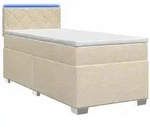 vidaXL Boxspringbett mit Matratze und LED Creme 90 x 200 cm Stoff