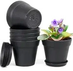 Blumentopf 12.5cm 6er Plastik &Uuml;bertopf Untersetzer Schwarz 5IN