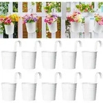KAHEIGN 10Pcs Metall H&auml;ngende Blument&ouml;pfe zum Aufh&auml;ngen, 10cm wei&szlig;...