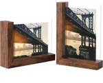 Bilderrahmen 2er Set Glas doppelseitig MDF Sockel Tisch Braun 10x15 cm