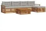 vidaXL Outdoor-Sofagarnitur mit Kissen 6 pcs Nat&uuml;rlich und Hellgrau