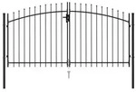 vidaXL Zauntor Doppelfl&uuml;gel mit Speerspitzen Stahl 3 x 1,5 m Schwarz