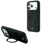 Mercedes H&uuml;lle aufstellbar f&uuml;r iPhone 18 Pro MagSafe schwarz Logo Stern Metall