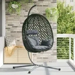 vidaXL H&auml;ngender Eierstuhl Korb mit St&auml;nder Anthrazit Poly Rattan