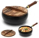 Gusseisen Kochtopf 28cm mit Holzdeckel f&uuml;r alle Herdarten