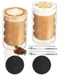 Doppelwandige Kaffeegl&auml;ser 350ml 2er Set Borosilikatglas mit Zubeh&ouml;r