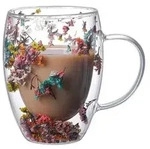 Doppelwandiges Glas 350ml mit Trockenblumen, Thermoglasset