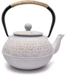 Teekanne aus Gusseisen mit Teesieb, 800 ml, Wei&szlig;, japanisches Design